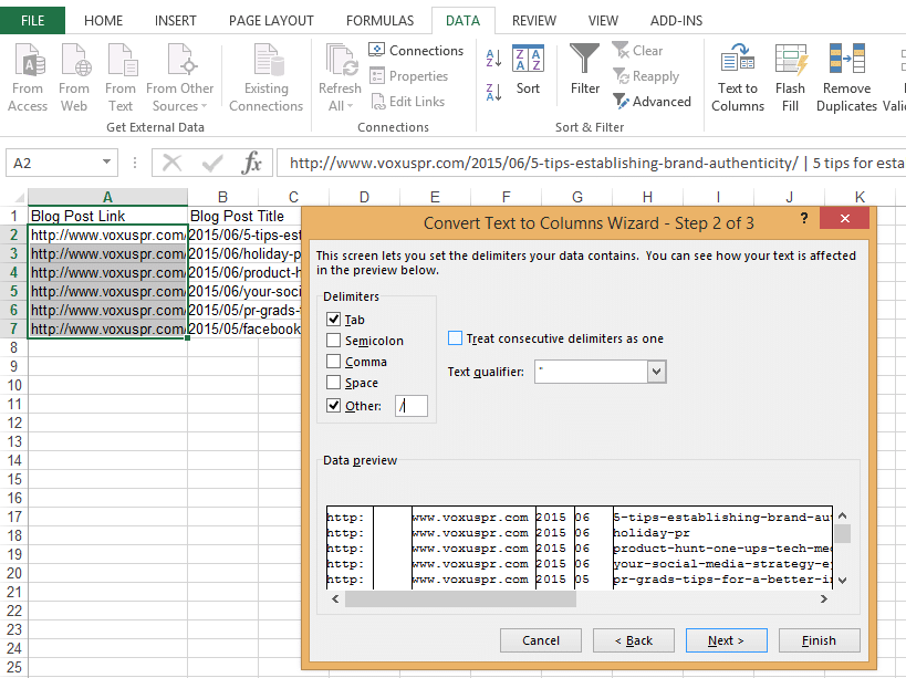 Text to Columns in Excel