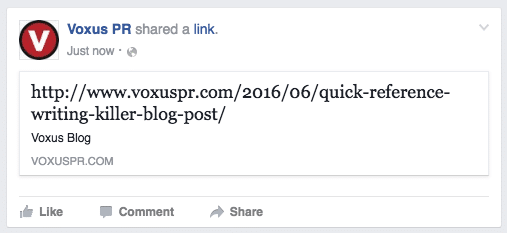Voxus Blog Post ScreenShot example without Facebook OpenGraph