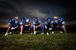 football players in blue